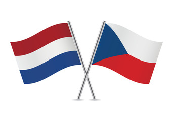 Czech and Netherlands flags. Vector illustration.