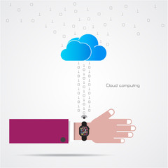 Smart watch and smart phoneon background with internets connecti