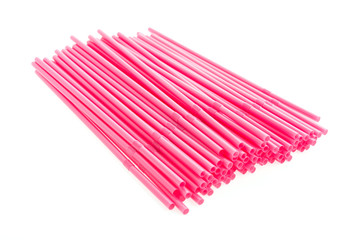 Plastic straw isolated on white background