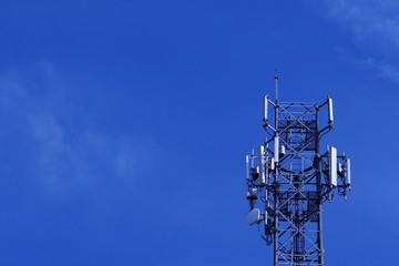 closeup mobile phone tower with the blue sky 1