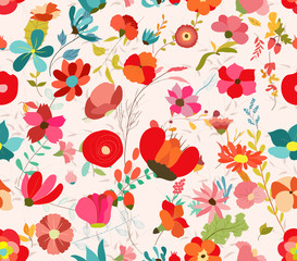 vintage seamless pattern with abstract flowers Floral background