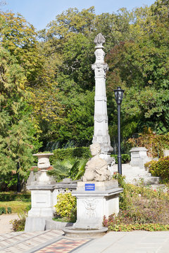 sphinxe and column in garden of Massandra Palace