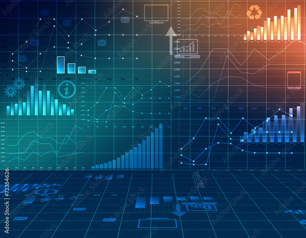 Fototapete abstract computer graphics business financial statistics.