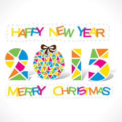 new year 2015 and merry christmas greeting design vector