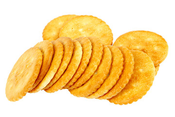 Cracker biscuits isolated on white background.