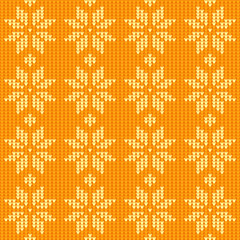 Vector seamless pattern. Knitted decoration with snowflakes.