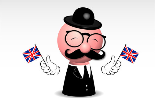 mascotte, professore inglese, pupazzo,