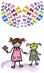 Niñas felices y mariposas 2.