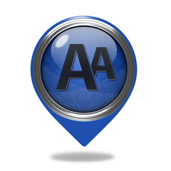Alphabet pointer icon on white background