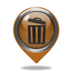 trash can pointer icon on white background