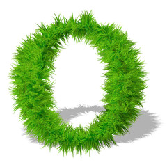 Conceptual green grass 3D font isoalted
