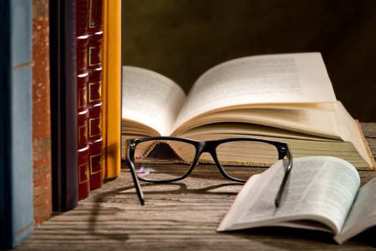 glasses with books
