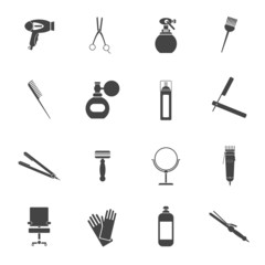 Hairdresser icon set black