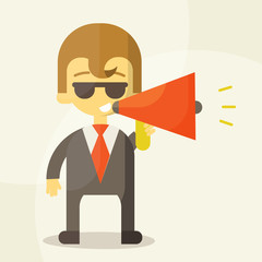Young businessman with a megaphone