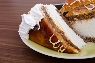 Кусок торта на тарелке