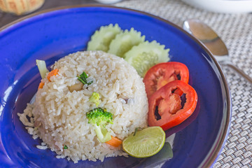 Homemade fried rice with vegetables