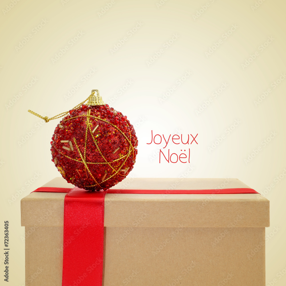 Canvas Prints joyeux noel, merry christmas in french, with a retro effect