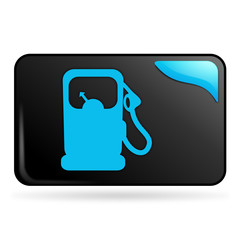 pompe &agrave; essence sur bouton web rectangle bleu