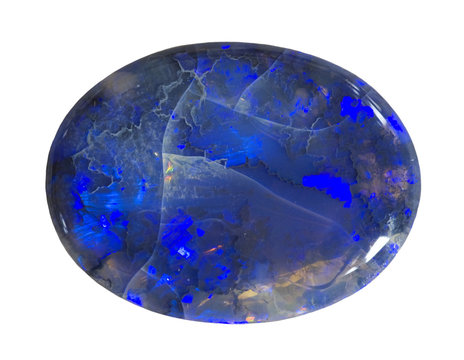 Polished Black Opal Isolated On White.