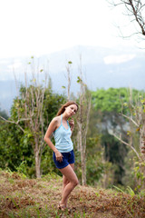 Young woman posing in Koh Samui jungle. Thailand