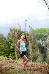 Young woman posing in Koh Samui jungle. Thailand
