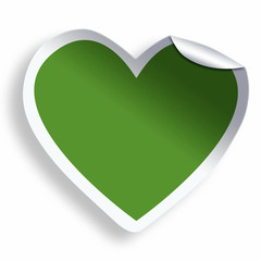 Green blank eco heart sticker isolated on white