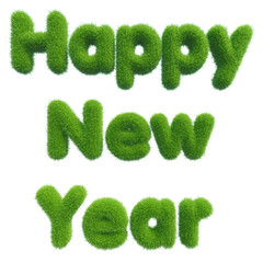 happy new year. inscription of fresh green grass.