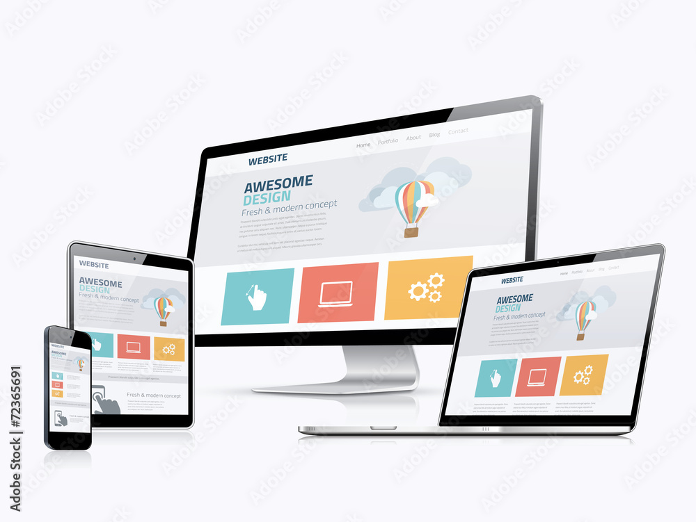 Leinwandbilder flat responsive web design concept website development devices