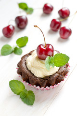 chocolate muffins with cherry