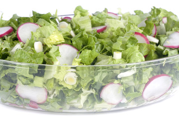 Fresh salad in glass bowl