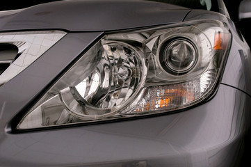 Car headlights. Exterior detail.