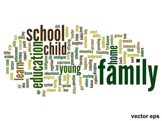 Vector conceptual family education word cloud