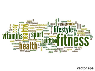 Vector conceptual fitness health word cloud