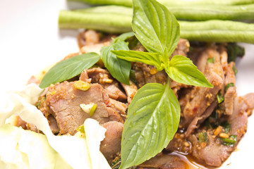 Grilled beef with spicy salad Thai food.