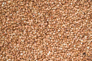 delicious food background of brown buckwheat