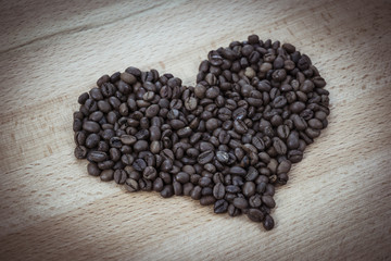 Coffee beans heart isolated