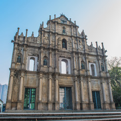 Fototapeta na wymiar Ruins of St Paul s - A famous tourist sightseeing in Macau