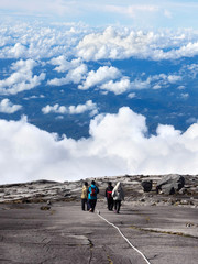 Hikers at the Top of Mount Kinabalu, Sabah, Malaysia