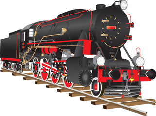 Steam Freight Locomotive isolated