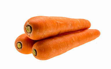fresh carrots on white background