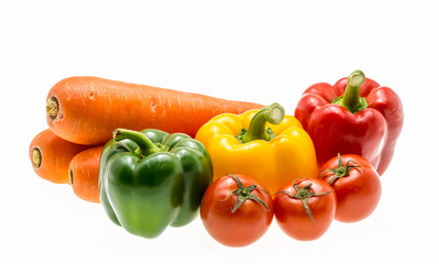 Varity of fresh vegetables on white background