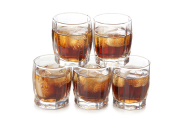 Whiskey on white background