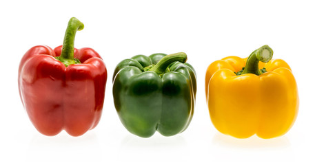 set of tree peppers red green yellow