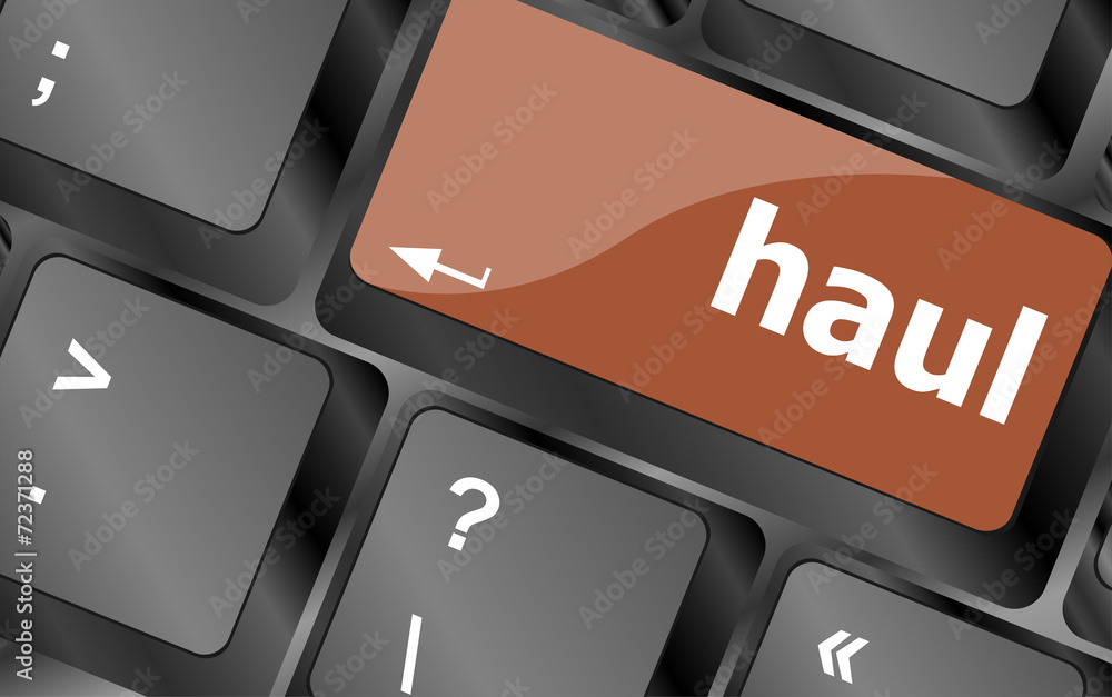Aufkleber computer keyboard with words haul on enter button