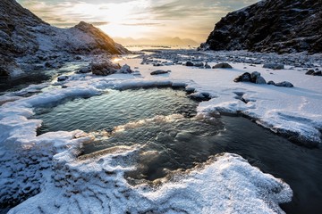 Arctic landscape - freezing river - Spitsbergen, Svalbard
