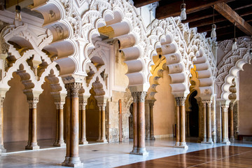 Corridor of aljaferia alcazar of Zaragoza Spain