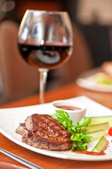 beef meat and wine