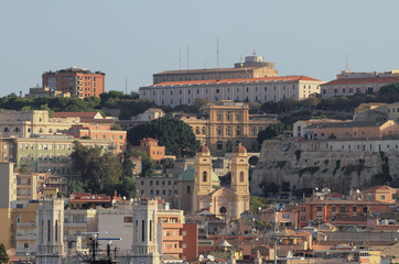 Fototapeta na wymiar City on hill. Cagliari, Sardinia