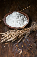 flour in a plate on a table