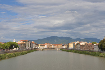 Fototapeta premium Arno River and waterfront buildings, Pisa